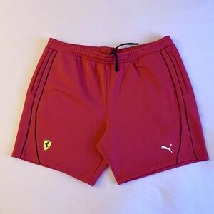 PUMA Men Scuderia Ferrari F-1 Race Shorts Red Casual Athletic Drawstring Sz 2XL